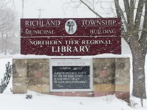 Image: Library Welcome Sign with snow