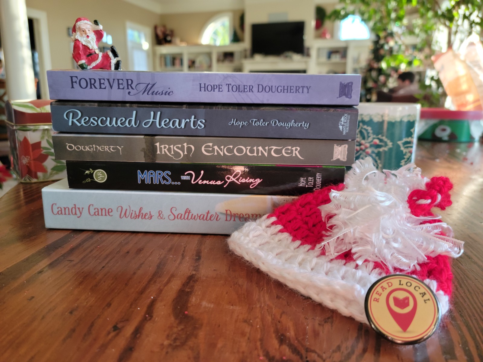 Image: Christmas, a stack of books